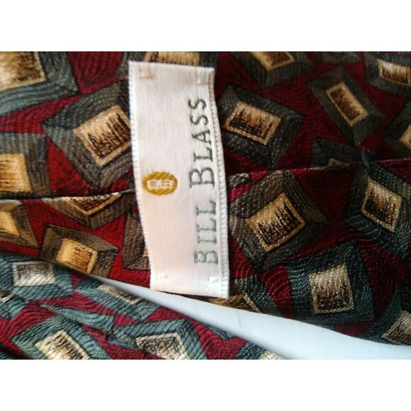 Bill Blass Geomatric Design Designer Men's Necktie Neck Tie Sleeved Silk USA - Picture 2 of 6